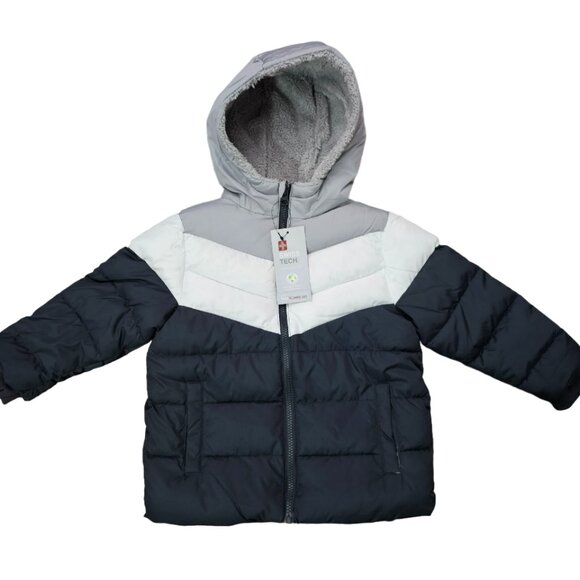 NWT Swiss Tech Toddler Size 4T Heavyweight Puffer Jacket Coat W/Hood Faux Sherpa - Picture 4 of 9